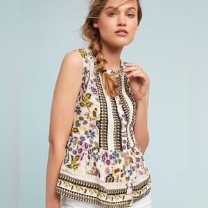 ANTHROPOLOGIE: NWT Floral Sleeveless (Pink White)